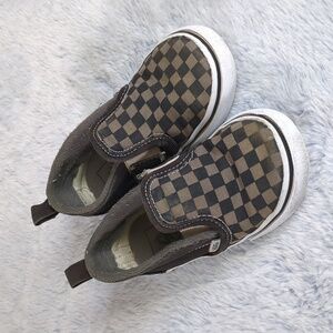 Sz 8.5 Toddler Classic Slip-on Checkerboard Shoe Sneaker Gray Black